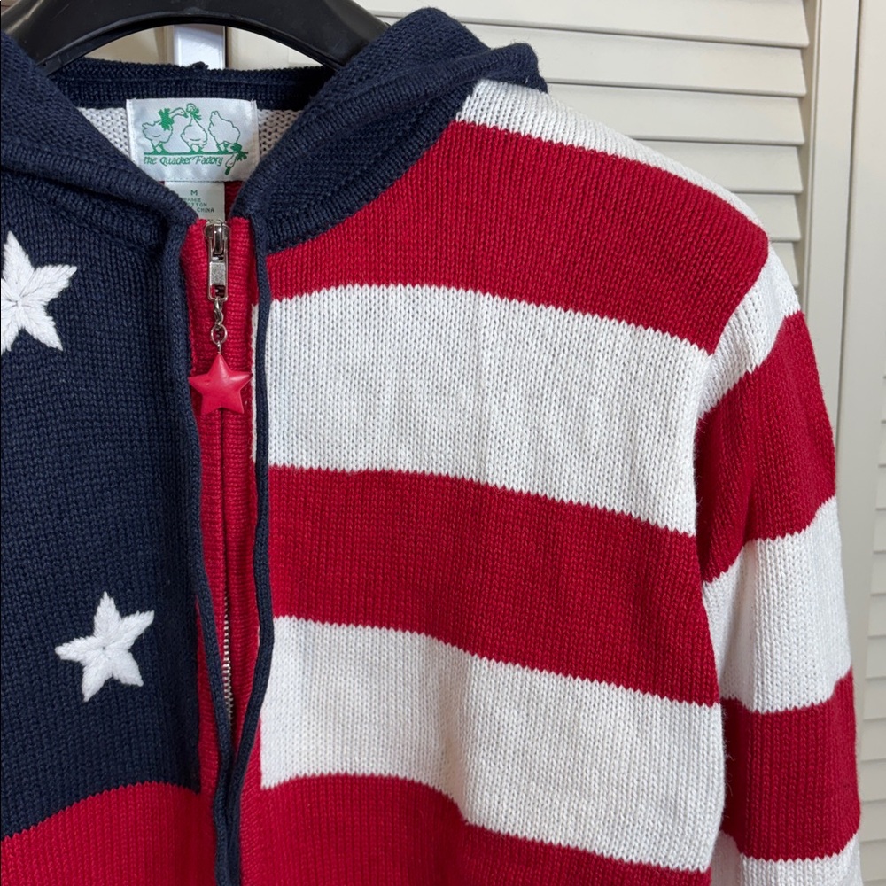 Quacker Factory American Flag Full Zip Sweater Medium - Picture 4 of 9